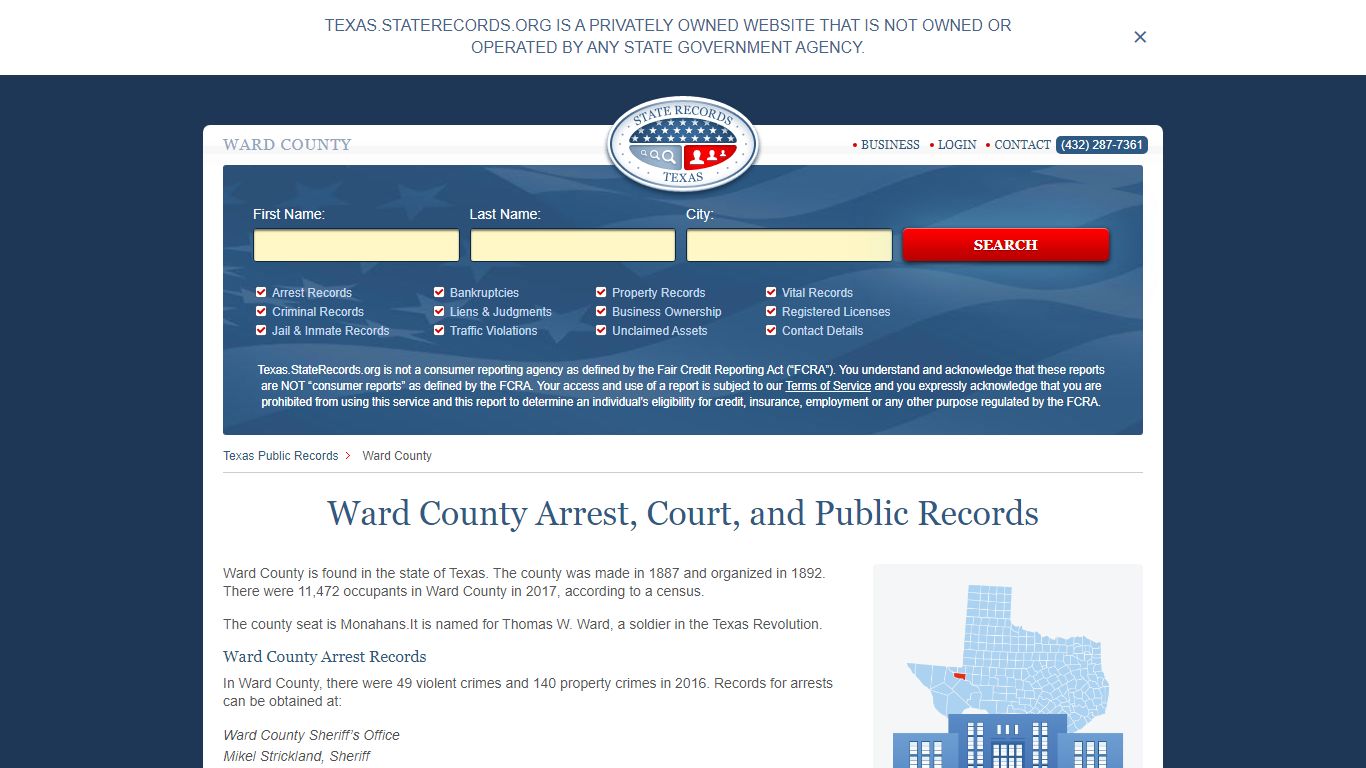 Ward County Arrest, Court, and Public Records